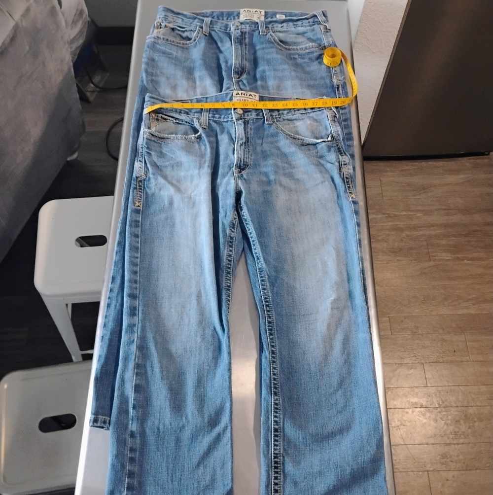 2 Pairs Stressed Ariat Bootcut Jeans Tape 38W 32L & 34L Ride 11 Barrel 9